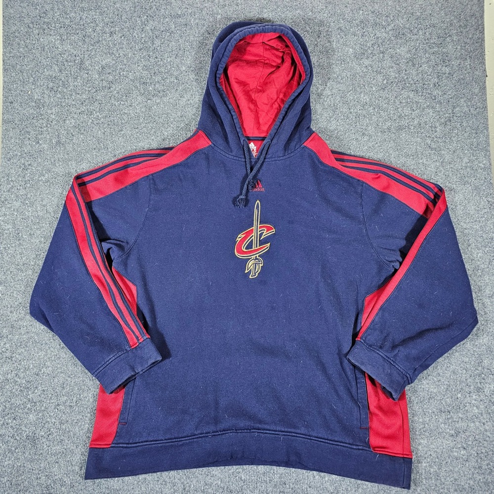 Adidas Cleveland Cavaliers NBA Hoodie Mens Size 2XL Pullover Sweatshirt Red Blue
